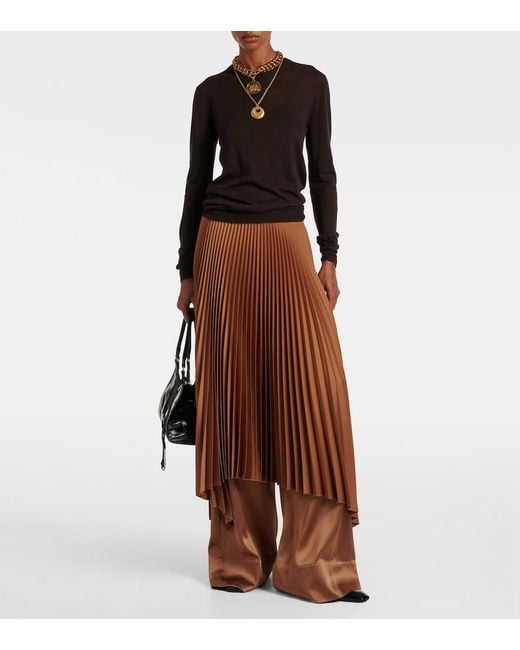 Pantalon Ample Dijon En Satin De Soie Joseph en coloris Brown