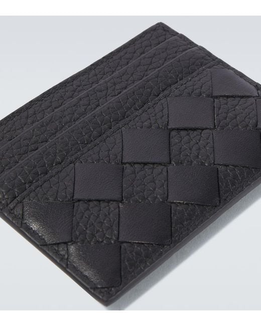 Bottega Veneta Black Intrecciato Leather Card Holder for men