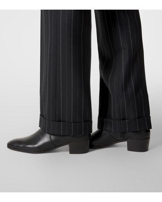 Tom Ford Black Striped Wool Straight Pants for men
