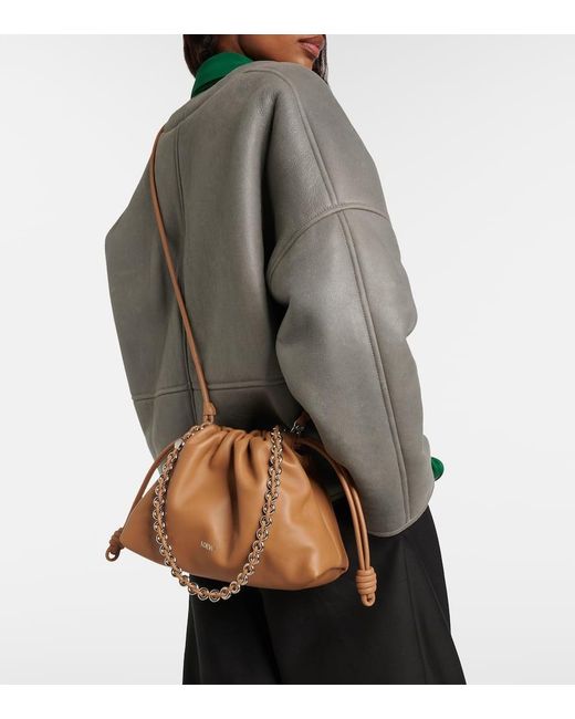 Loewe Brown Clutch Flamenco Medium Aus Leder