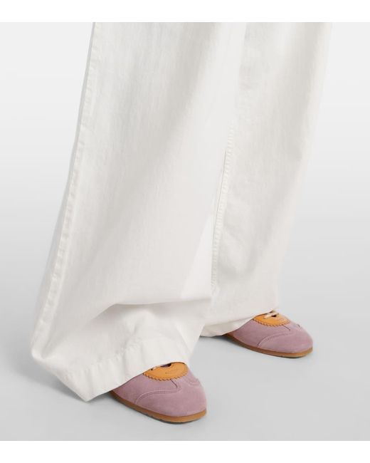 Dries Van Noten White Weite High-Rise-Hose Aus Denim