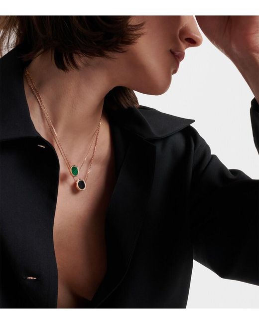 Repossi Multicolor Antifer 18Kt Rose Pendant Necklace With Onyx And Diamonds