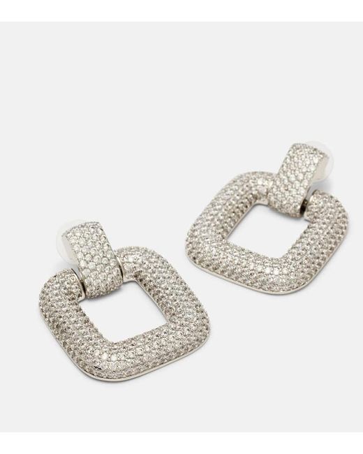 Self-Portrait Metallic Crystal-Embellished Drop Earrings