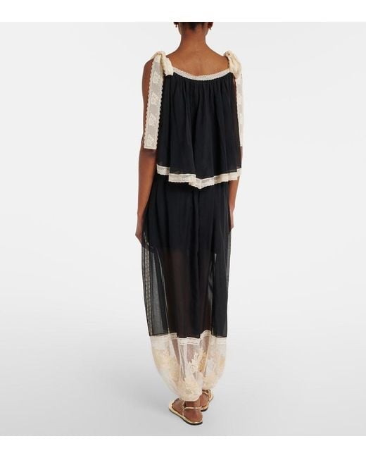 Zimmermann Black Roselight Cotton And Silk Balloon Pants