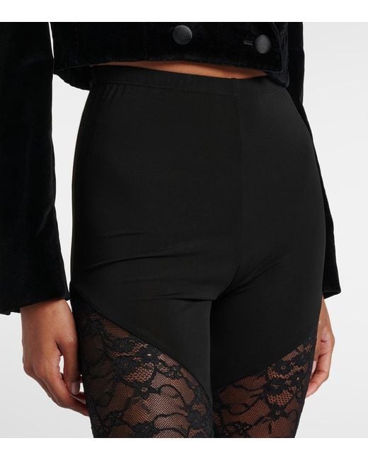 Nina Ricci Black Lace-Trimmed Legging