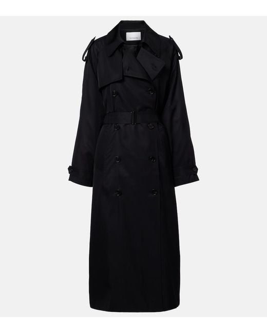 Frankie Shop Black Veyron Double-Breasted Twill Trench Coat