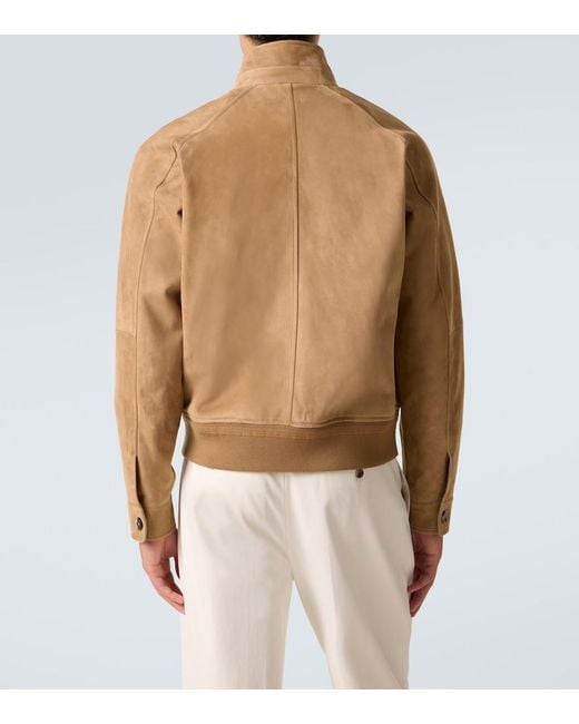 Loro Piana Brown Novak Suede Bomber Jacket for men