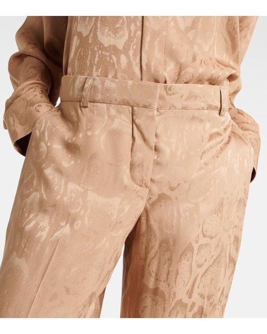 Stella McCartney Natural Silk-Blend Wide-Leg Pants