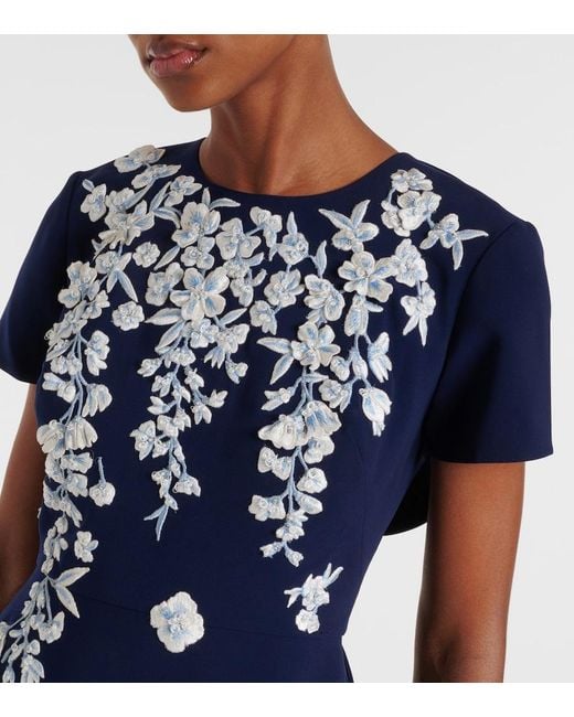 Carolina Herrera Blue Embroidered Bow-Detail Gown
