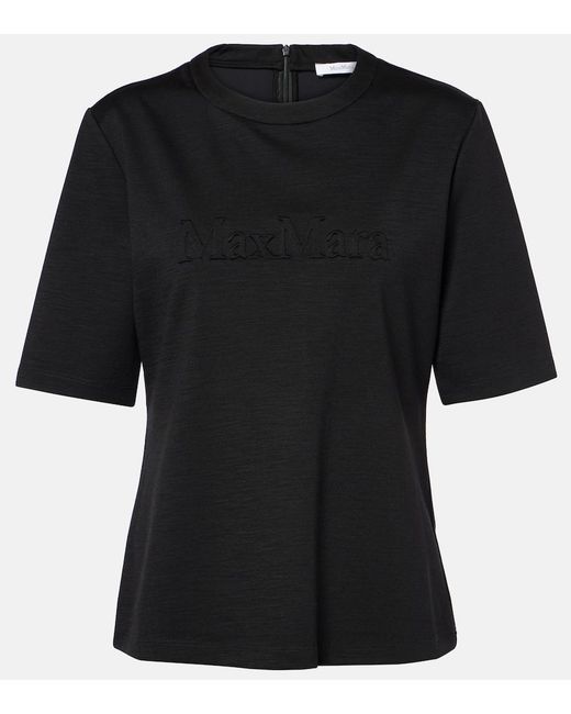 Max Mara Black Peter Embroidered Wool T-Shirt