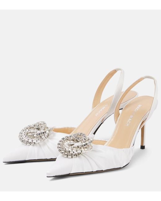 Mach & Mach White Galaxy Embellished Slingback Pumps