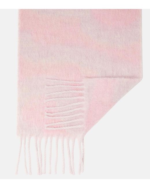 Acne Pink Logo Wool-Blend Scarf