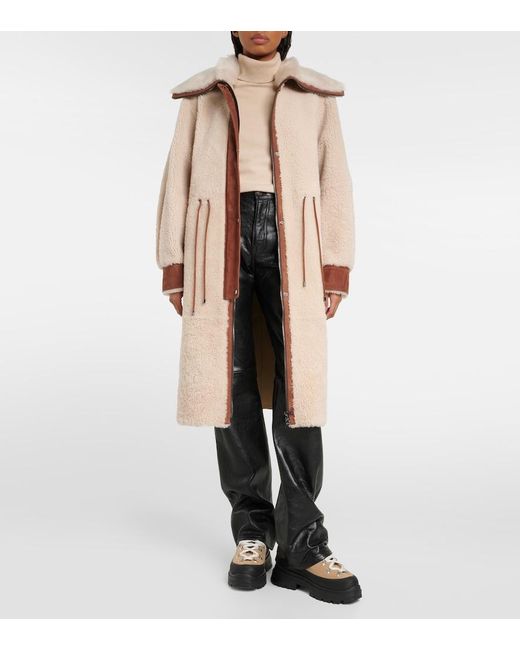 Bogner Brown Gritt Suede-Trimmed Shearling Coat
