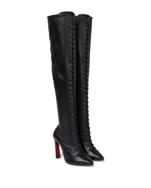 Christian Louboutin Black Anjel 100 Leather Over-the-knee Boots