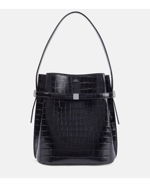 Totême  Black Belted Medium Croc-Effect Leather Tote Bag