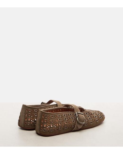 Alaïa Brown La Ballerine Suede Mary Jane Flats