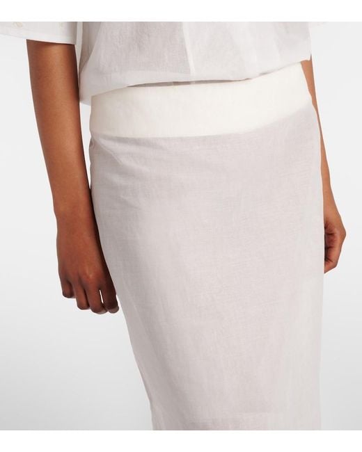 Rohe White Floral Semi-Sheer Organza Pencil Skirt