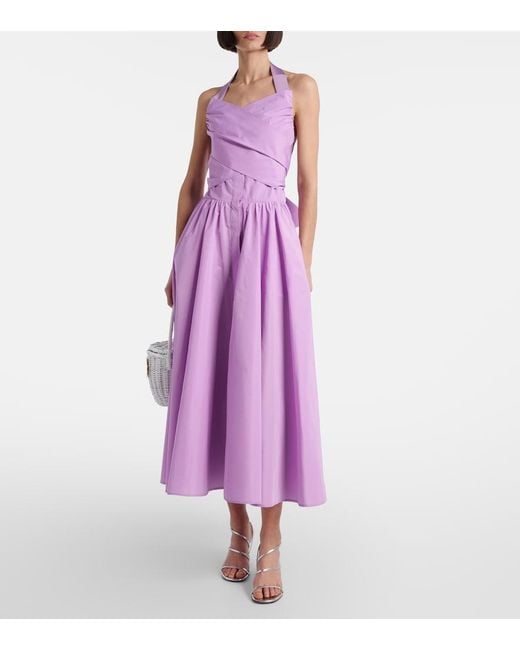 Patou Purple Gathered Faille Midi Dress