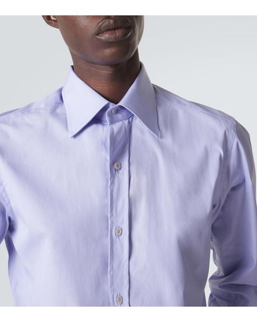Tom Ford Blue Cotton Poplin Shirt for men