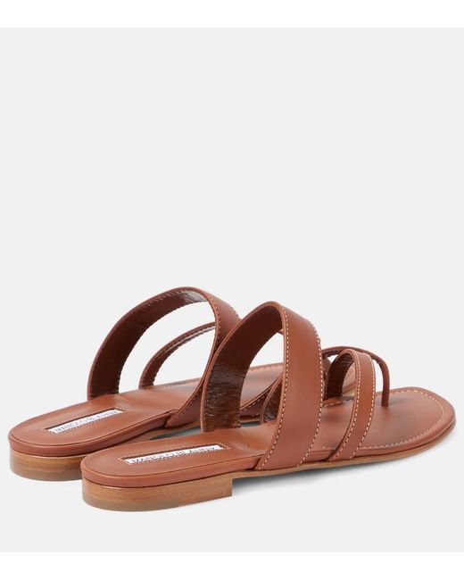 Manolo Blahnik Brown Susacru Leather Sandals