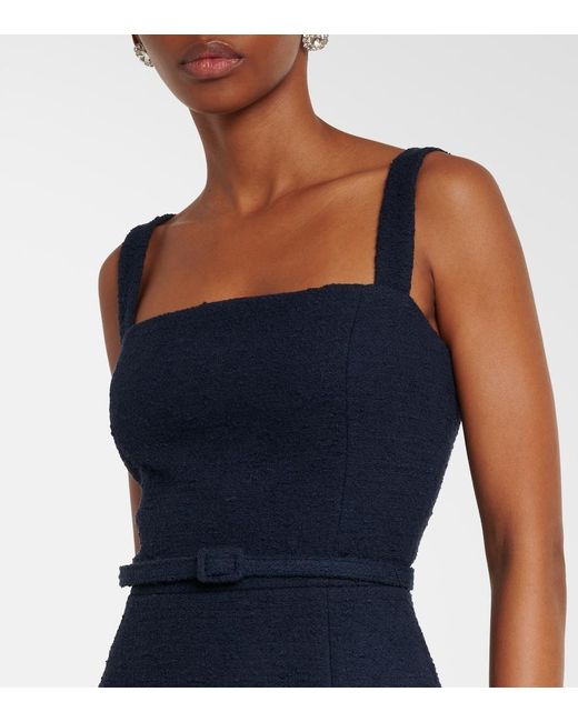 Oscar de la Renta Blue Cotton-Blend Tweed And Guipure Maxi Dress