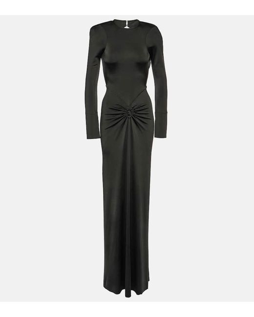 Victoria Beckham Black Gathered Jersey Maxi Dress