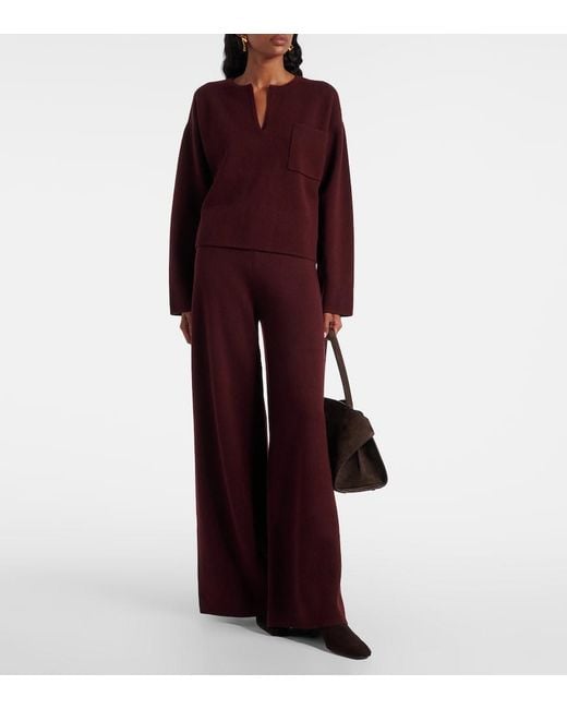 Max Mara Red Judy Wool And Cashmere Wide-Leg Pants