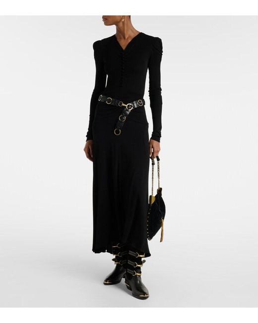 Isabel Marant Black Nejma Gathered Midi Dress