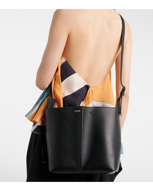 Loewe Black Bilbao Medium Leather Tote Bag