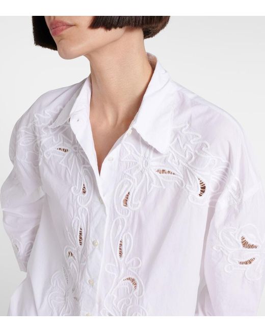 Juliet Dunn White Broderie Anglaise Cotton Poplin Shirt