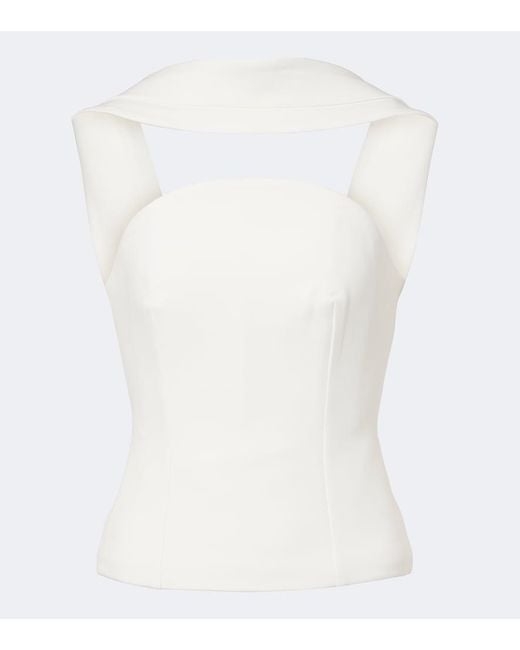 Roland Mouret White Scarf-Detail Crepe Corset Top