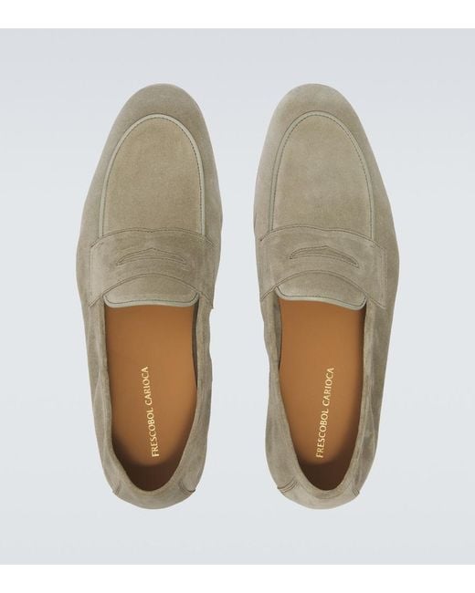 Frescobol Carioca Green Leme Suede Penny Loafers for men