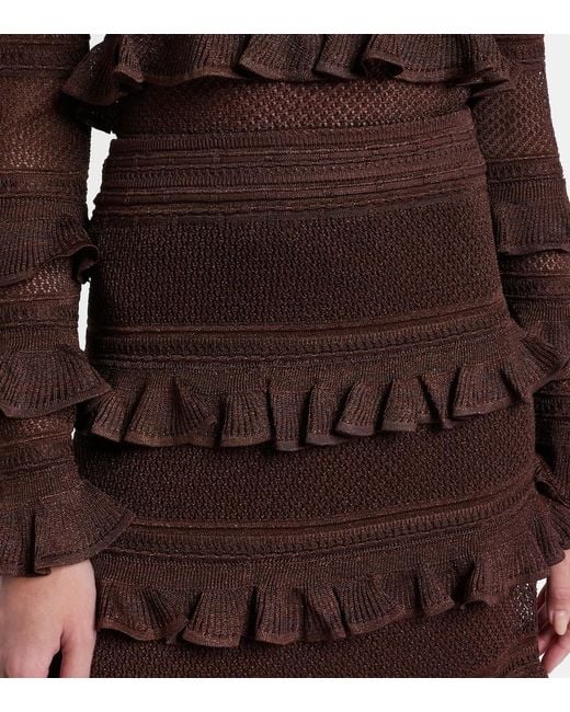 Zimmermann Brown Hypnotic Ruffled Maxi Skirt
