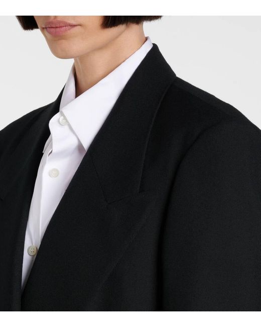 Dries Van Noten Black Double-Breasted Wool Blazer