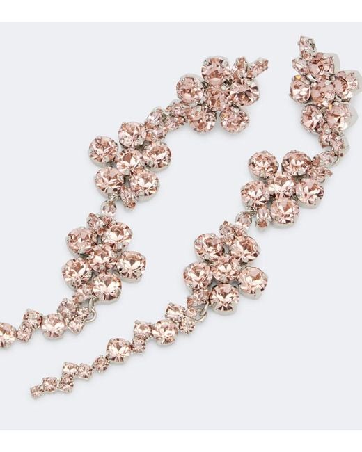 Simone Rocha White Floral Crystal-Embellished Drop Earrings