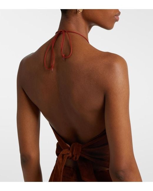 Stouls Brown Halterneck Suede Top
