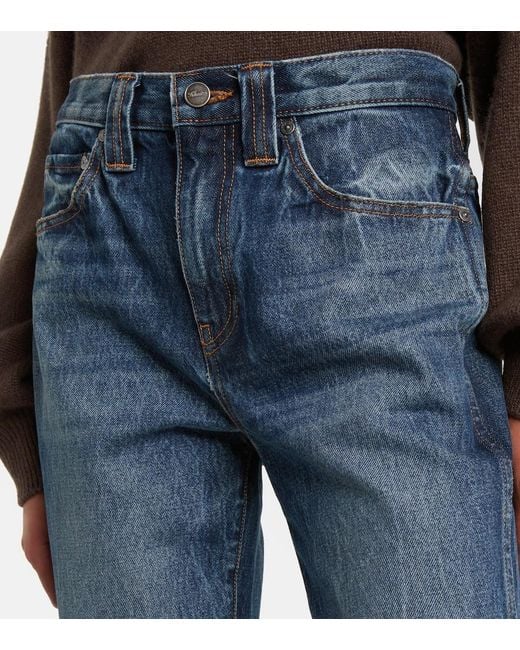 Khaite Blue Farley High-Rise Straight Jeans