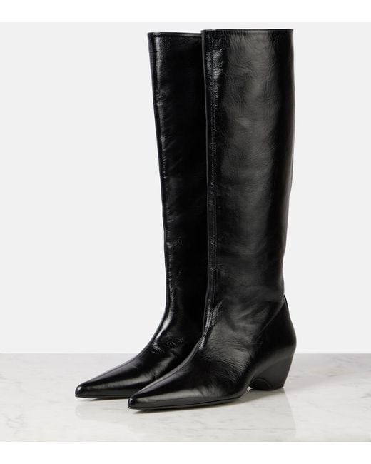 Khaite Black Sybil 40 Leather Knee-High Boots