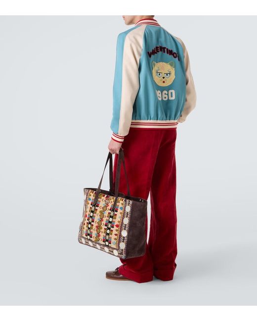 Valentino Blue Logo Virgin Wool Varsity Jacket for men