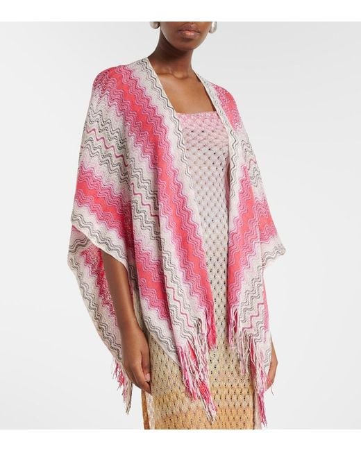 Missoni Pink Lame Fringed Poncho