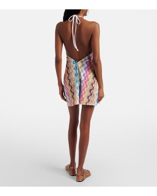 Missoni Blue Zigzag Open-Back Minidress