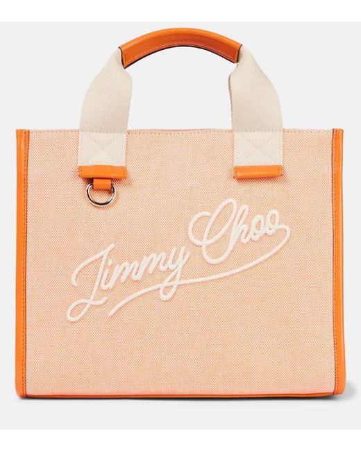 Jimmy Choo Natural Tote Aus Canvas Mit Leder
