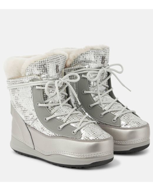 Bogner White Verbier Metallic Faux Leather Snow Boots