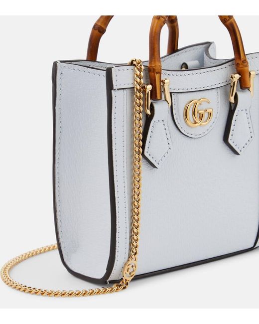 Gucci White Diana Mini Leather Tote Bag