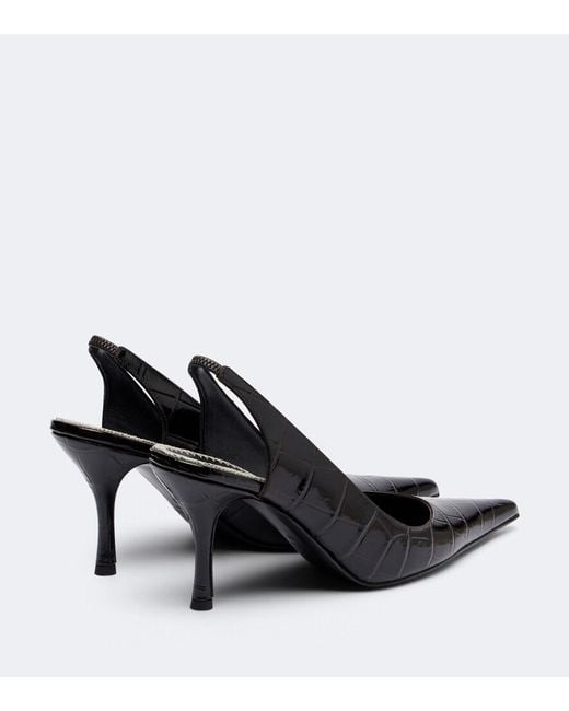 Magda Butrym Black Croc-Effect Leather Slingbacks