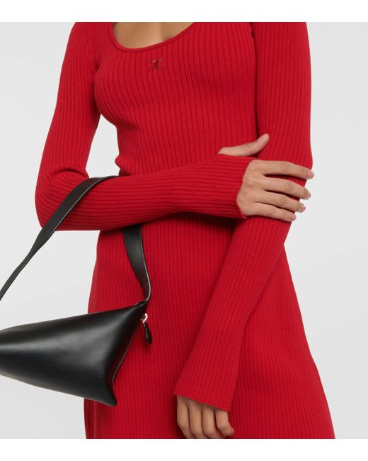 Courreges Red Ribbed-knit Jersey Minidress