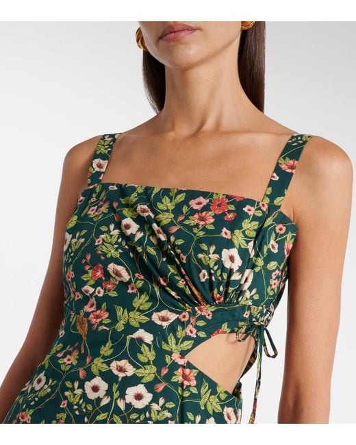 Vestido Midi Verano De Algodon Floral Agua Bendita de color Green