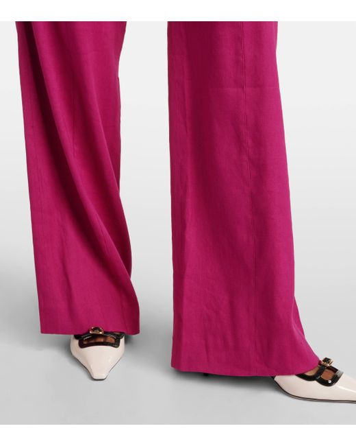 Veronica Beard Pink Sunny Linen-blend Twill Flared Pants