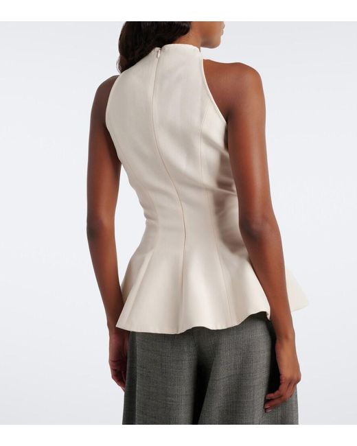 Magda Butrym White Asymmetric Peplum Wool-Blend Top