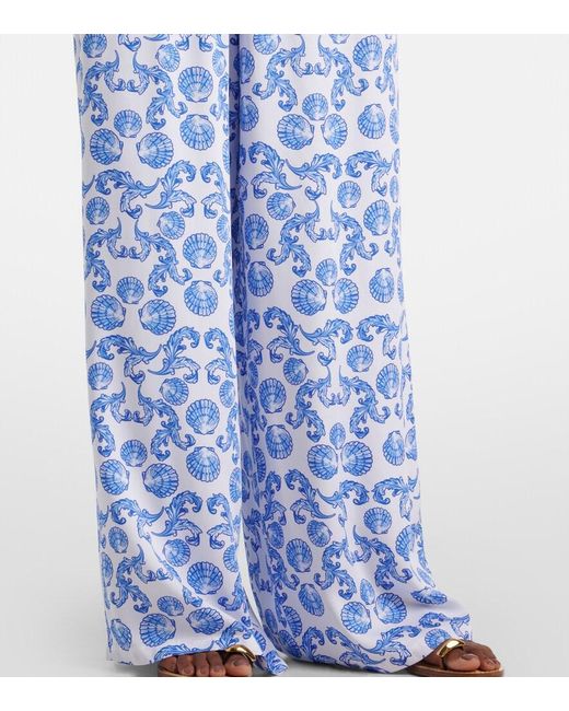 Melissa Odabash Blue Naomi Shirred Cotton Bandeau Jumpsuit